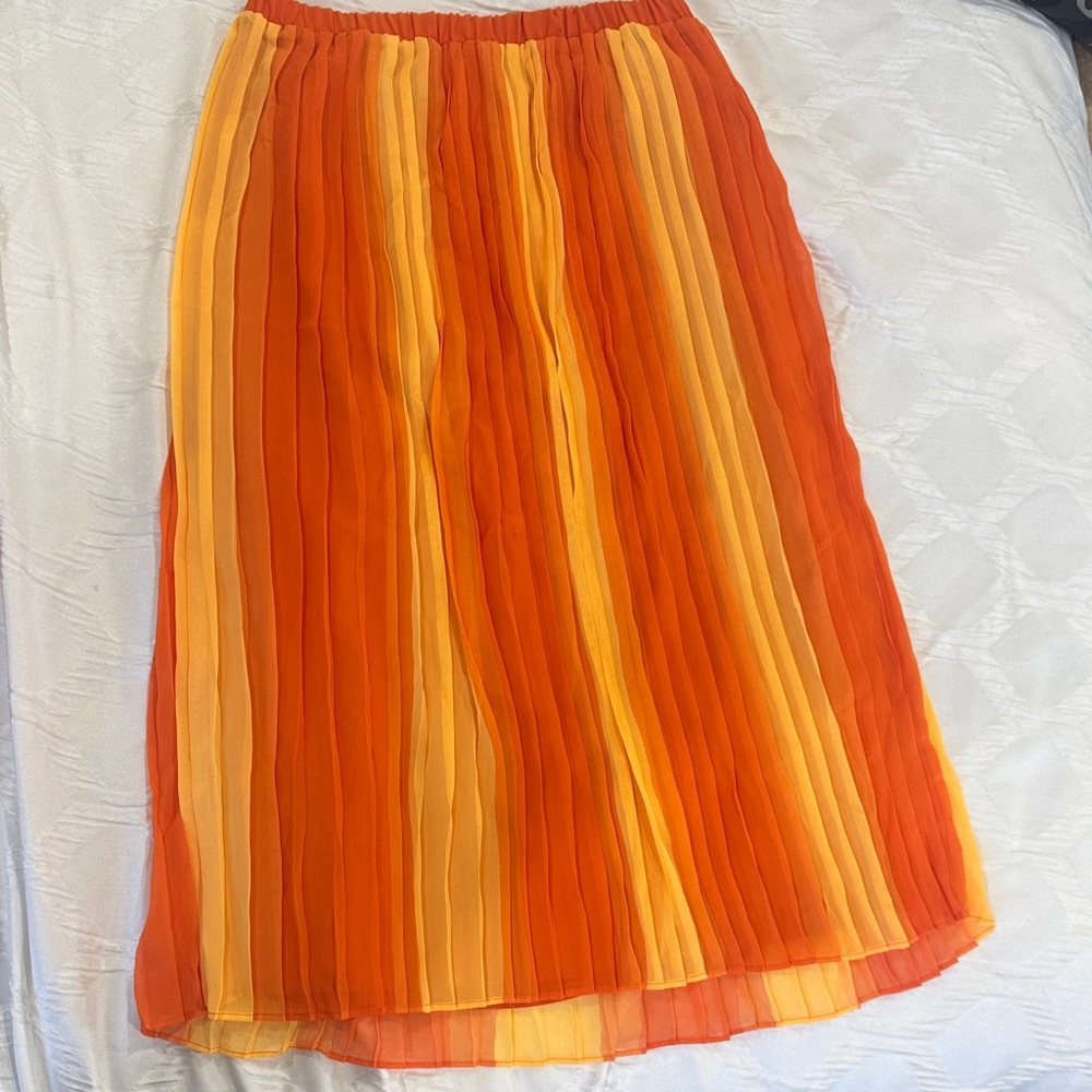Orange Pleated Women's Skirt NY&C